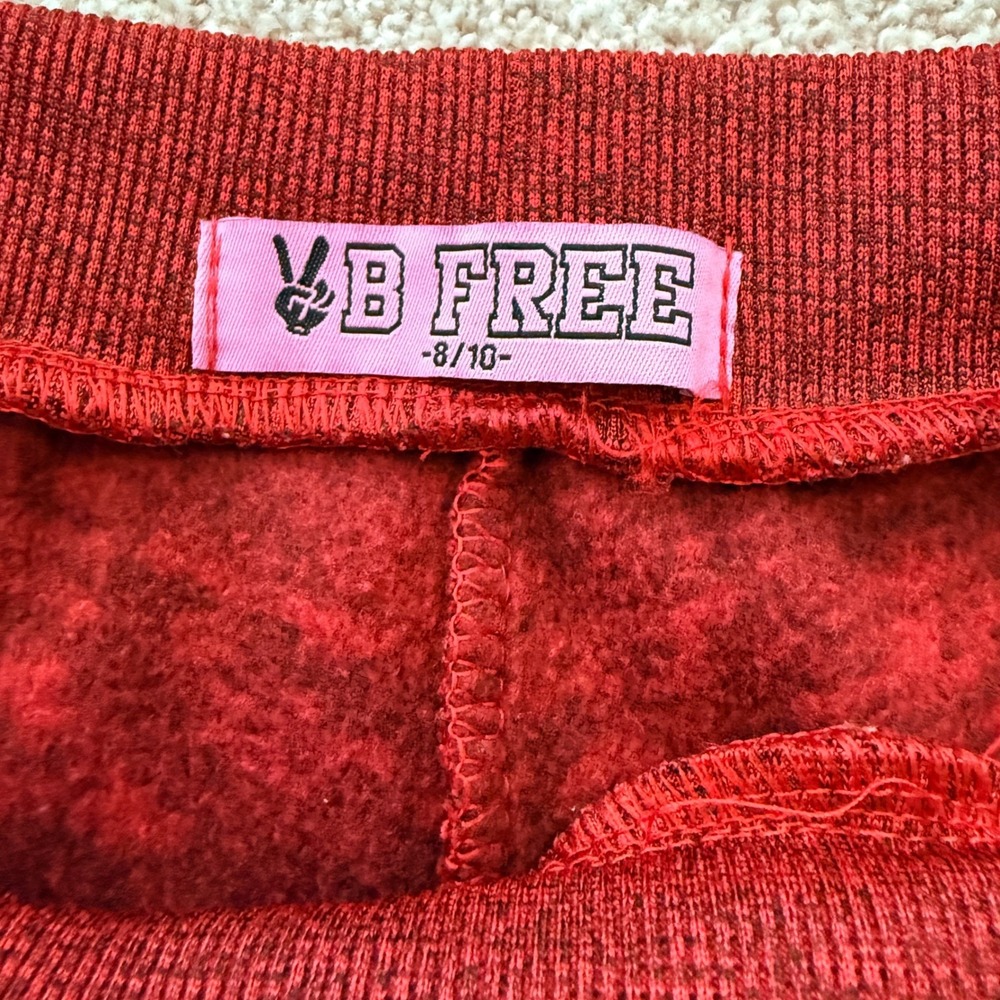 B Free Jogger Pants Kids 8/10 Red Space Dye Love Graphic Triple Stripe Sweatpant - Picture 3 of 5